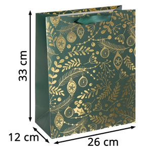 Produktbild für Geschenktüte Sigel GT118, Golden Ornaments on green