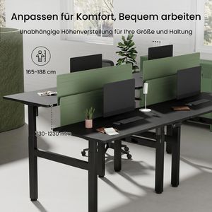 Produktbild für Schreibtisch FlexiSpot EH1B, Doppelarbeitsplatz, schwarz
