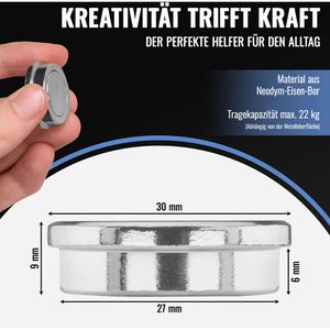 Produktbild für Magnete Poppstar 1011149, silber, Neodym Magnet