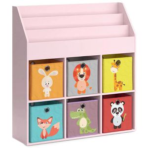 Bücherregal Vicco Luigi, rosa, mit 6 Faltboxen
