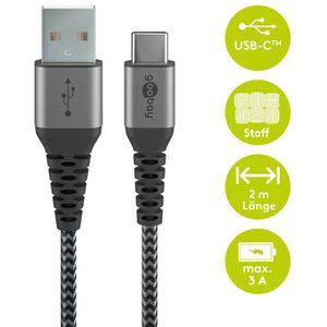 Produktbild für Ladekabel Goobay 49297, grau, 2m