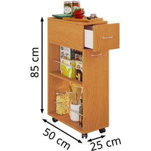 Produktbild für Nischenregal VCM Tusal, 916897, buche, mit Rollen