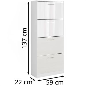 Produktbild für Schuhschrank Vicco Gizmo, weiß / weiß hochglanz
