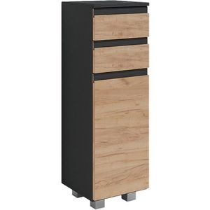 Produktbild für Badschrank Vicco J-Shape, mit 4 Füßen, eiche / anthrazit