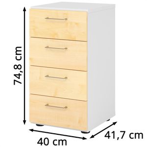 Produktbild für Kommode Hammerbacher Serie 9 Advanced, weiß / ahorn