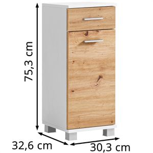 Produktbild für Badschrank Schildmeyer Palermo 157628, 4 Füße, eiche / weiß