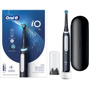 Oral-B Elektrische-Zahnbürste iO Series 4N, AG mit Black, Putzmodi, 4 Böttcher – Reiseetui