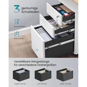 Produktbild für Rollcontainer Songmics OFC032WG01, aus Metall, weiß