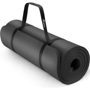 Produktbild für Yogamatte Tresko mit Tragegurt, schwarz, 1,5 cm stark