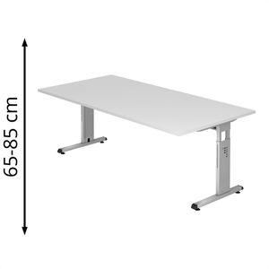 Schreibtisch Hammerbacher O-Serie, weiß / silber