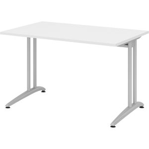 Produktbild für Schreibtisch Hammerbacher B-Serie, weiß / silber