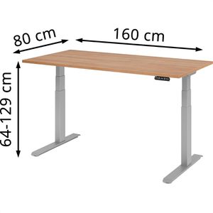 Produktbild für Schreibtisch Hammerbacher XDKB 16, nussbaum / silber
