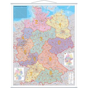 Deutschlandkarte Franken Postleitzahlenkarte mit Metallleisten