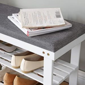 Produktbild für Schuhbank Songmics LBS604W01, weiß, aus Bambus