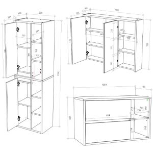 Produktbild für Badmöbel-Set Vicco Viola, weiß, 3-teilig