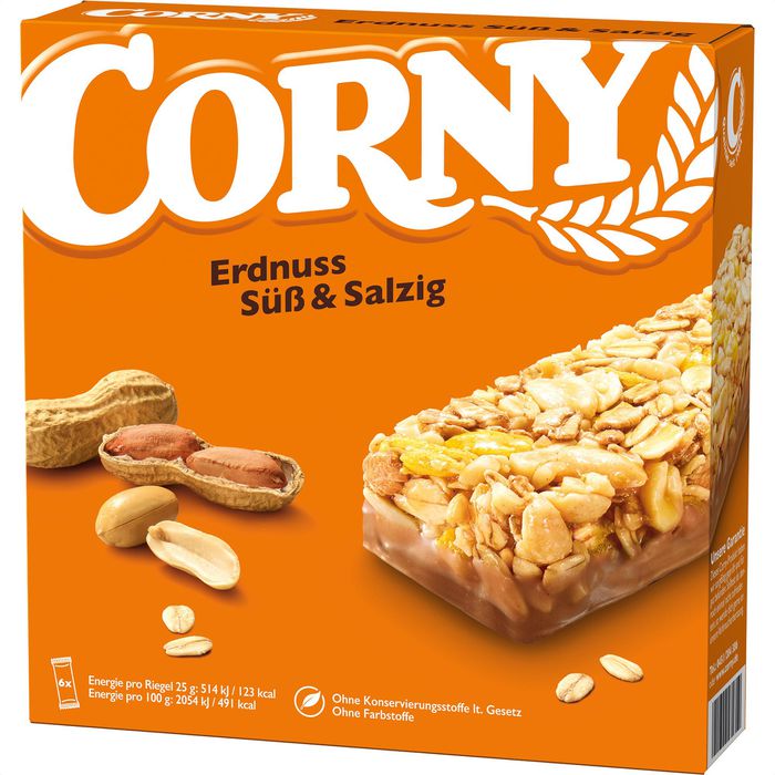 Corny Müsliriegel Süß & Salzig Erdnuss, je 25g, 6 Riegel – Böttcher AG