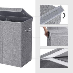 Produktbild für Wäschekorb Songmics LCB02G, grau, mit Deckel
