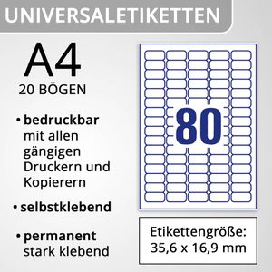 Produktbild für Universaletiketten Zweckform L7872-20, weiß