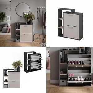 Produktbild für Schuhschrank Vicco Orlando, anthrazit / greige