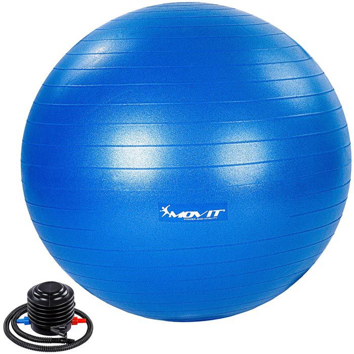 Movit Gymnastikball Dynamic Ball, 75cm, belastbar bis 500kg, mit Pumpe, blau  – Böttcher AG