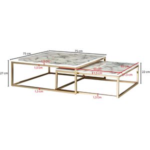 Produktbild für Couchtisch Wohnling WL6.246, aus Holz / Metall,weiß marmoriert
