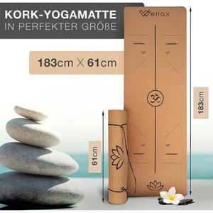 Produktbild für Yogamatte Wellax Kork, mit Tragegurt, braun, 0,6 cm stark