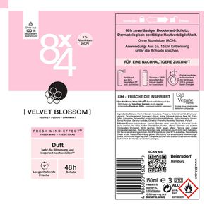 Produktbild für Deodorant 8x4 Velvet Blossom, Spray
