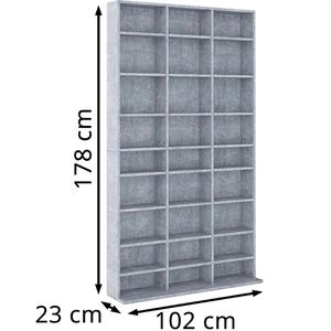 Produktbild für CD-Regal Vicco Jukebox, beton grau