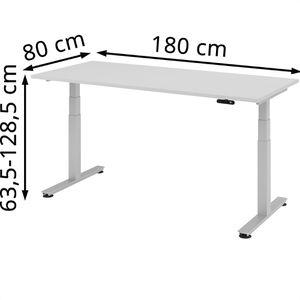 Produktbild für Schreibtisch Hammerbacher XDSM 19, lichtgrau / silber