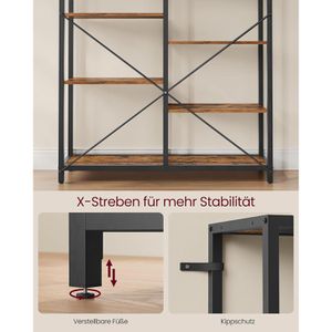 Produktbild für Bücherregal Vasagle LLS155B01, schwarz / vintage braun