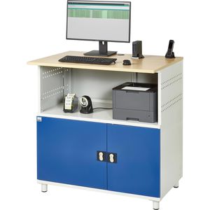 Produktbild für Computerschrank Rau Modell 1022, lichtgrau / blau