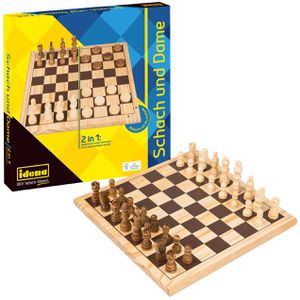 Idena Brettspiel 40174 2-in-1 Schach und Dame, ab 6 Jahre, 2 Spieler