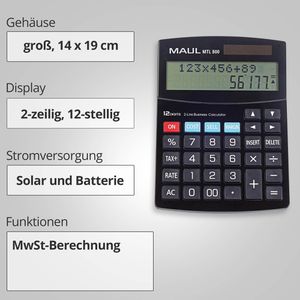 Produktbild für Taschenrechner Maul MTL 800, mit MwSt-Berechnung