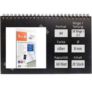 Produktbild für Drahtbinderücken Peach PW079-07, silber, für A4
