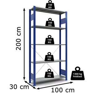 Produktbild für Schwerlastregal Schulte 12630-B, 5 Metallböden