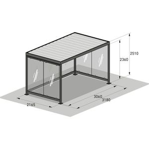Produktbild für Personenunterstand WSM Köln K3 b/b BS, anthrazit, aus Metall