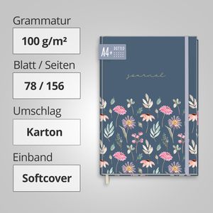 Produktbild für Notizbuch paper&amp;you Flying Flowers, 8213-3, Karton Softcover
