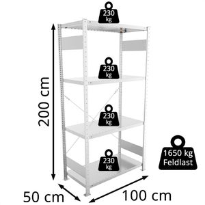 Produktbild für Schwerlastregal META-Regalbau 20011321, 4 Metallböden
