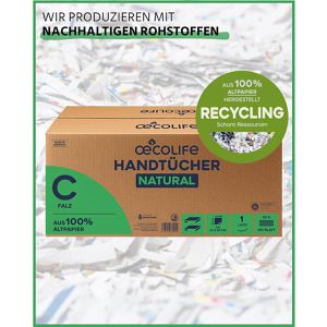 Produktbild für Papierhandtücher Oecolife Natural, 4901201, 1-lagig