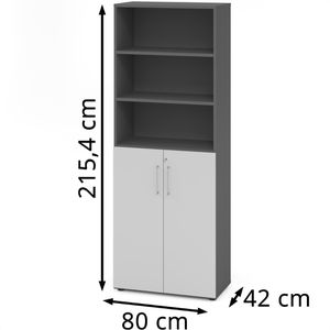 Produktbild für Kombischrank Hammerbacher Serie 9 Advanced, grau / graphit