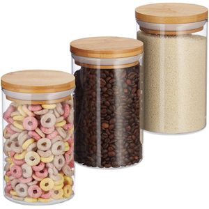 Vorratsglas Relaxdays 10027995, mit Bambusdeckel