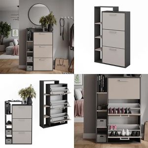 Produktbild für Schuhschrank Vicco Orlando, anthrazit / greige