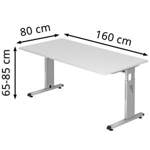 Produktbild für Schreibtisch Hammerbacher O-Serie, weiß / silber