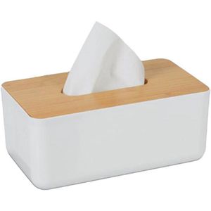 Produktbild für Taschentuchbox Relaxdays 10027743, aus Kunststoff / Bambus
