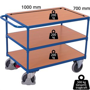 Produktbild für Tischwagen VARIOfit sw-700.600, aus Metall &amp; Holz