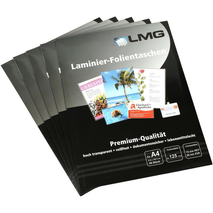 LMG Laminierfolien DIN A4 125 mic glänzend 25 Stück