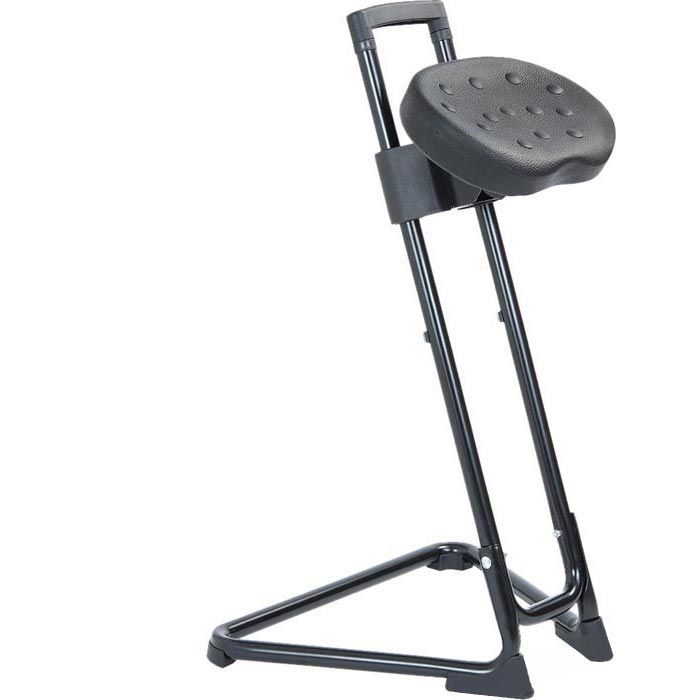 Stehhilfe Mit Fußstütze – Höhenverstellbar 550–900 Mm, Kunstleder Schwarz, Zusammenklappbar, GS-geprüft
