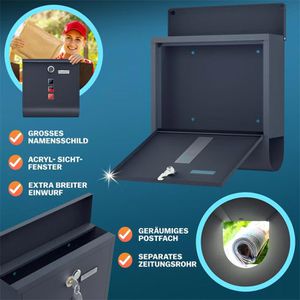 Produktbild für Briefkasten Monzana 108099, schwarz, aus Stahl