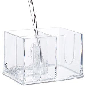 Produktbild für Wattestäbchenbehälter Relaxdays L, transparent, Bambusdeckel