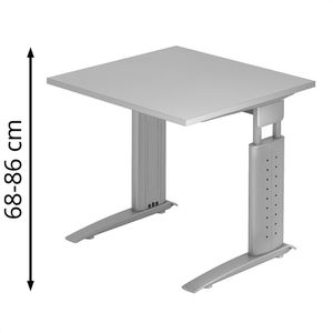 Produktbild für Schreibtisch Hammerbacher U-Serie, lichtgrau / silber